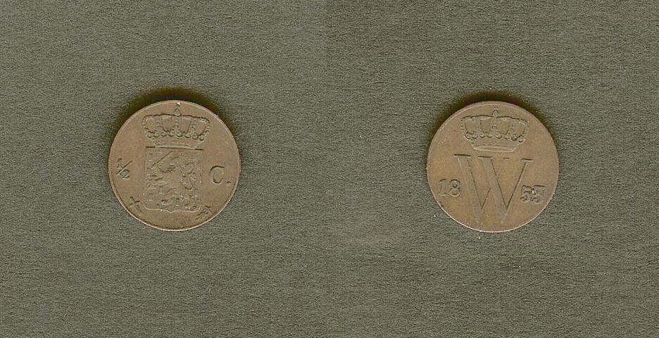 Netherlands 1/2 cent 1853 EF